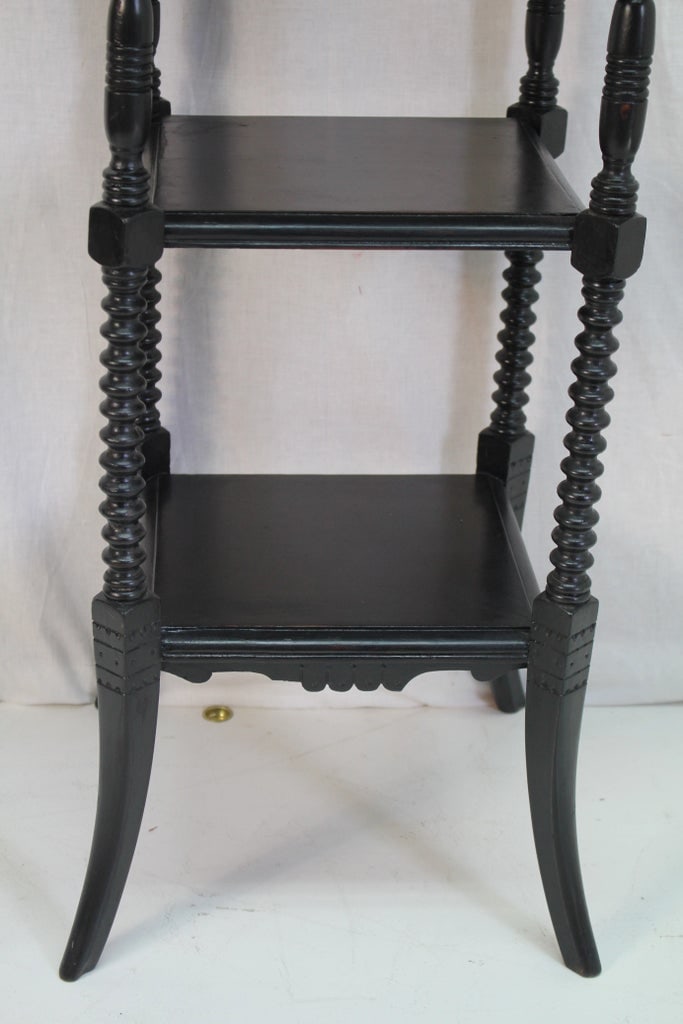 Antique Late Victorian 19th Century Eastlake Three-Tier Ebony Table - 8