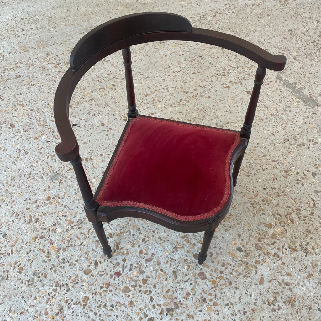 Mid 20th Century Wooden Corner Chair With Upholstered Seat - 2
