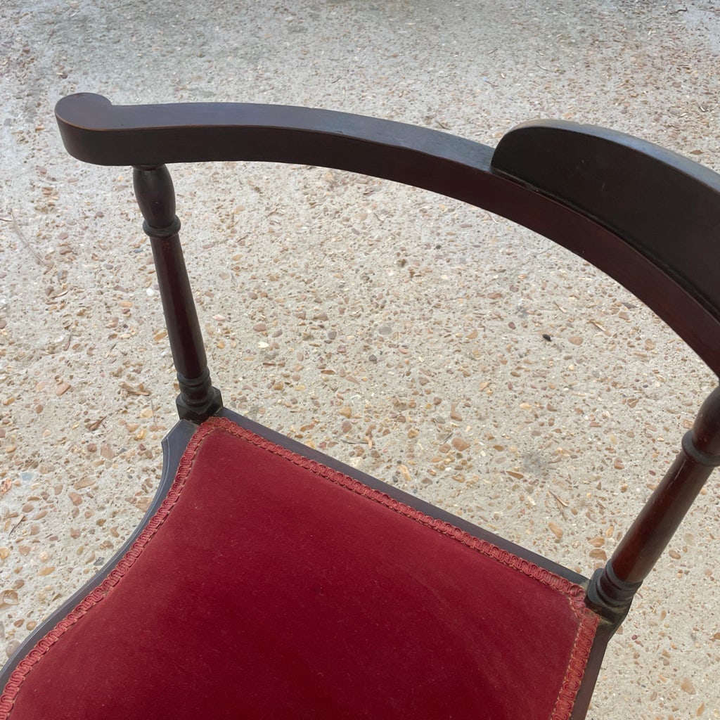 Mid 20th Century Wooden Corner Chair With Upholstered Seat - 6
