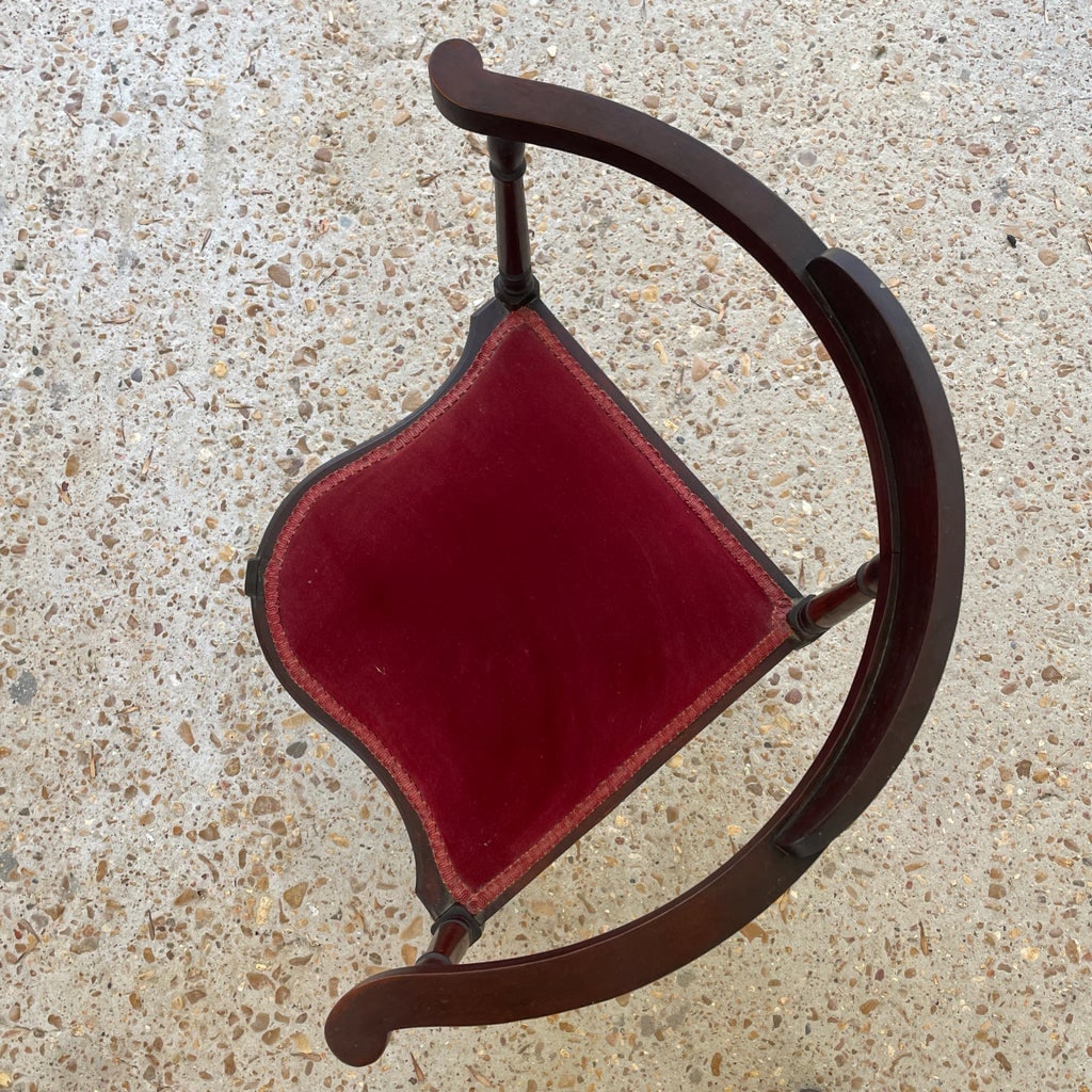 Mid 20th Century Wooden Corner Chair With Upholstered Seat - 7