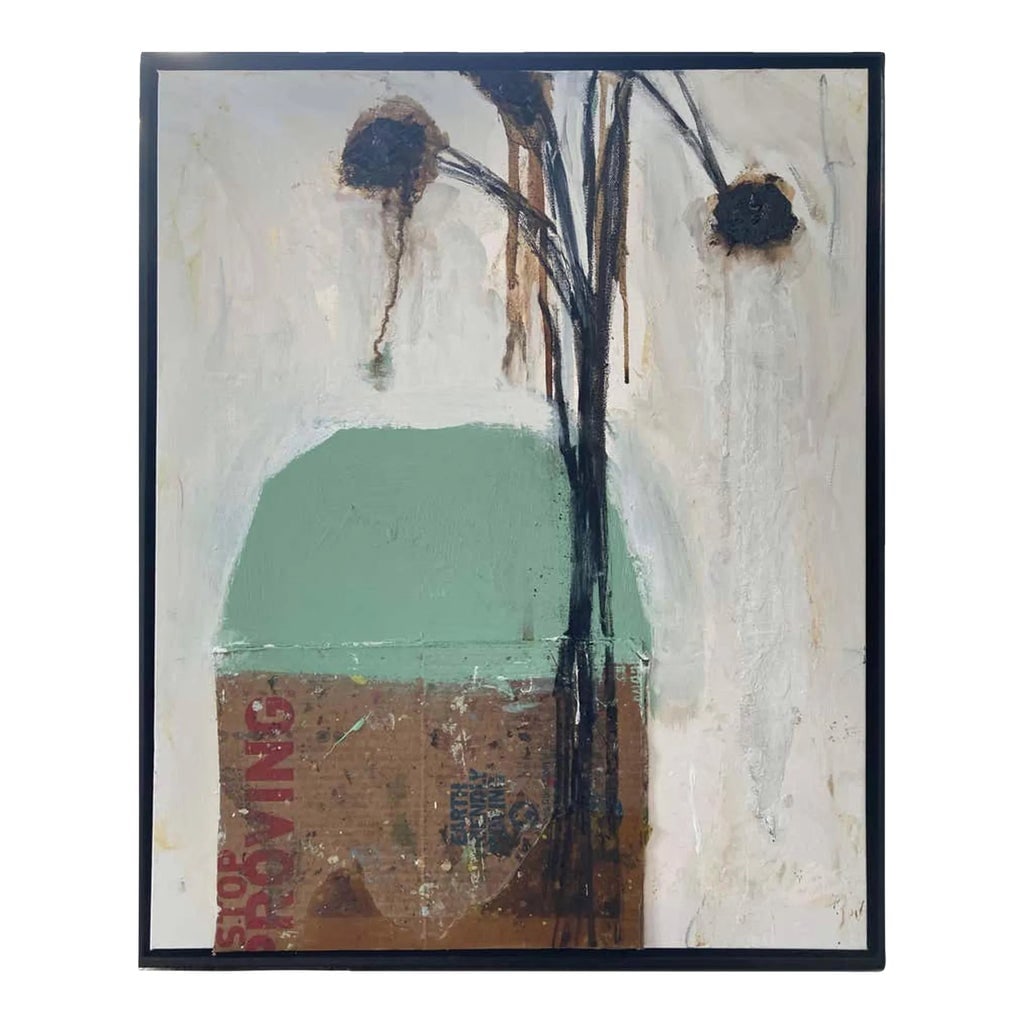 Stop Proving, Contemporary Mixed Media Painting, Framed, Guy Lyman: Artist's Statement: "Part a new series of paintings I have been working on that I am really excited about. I am incorporating a lot of media I have been exploring over the years -- tar, lacquer, house