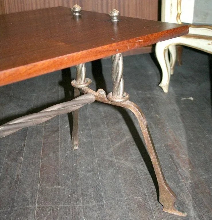 French Wood and Handwrought Iron Side Table - 6