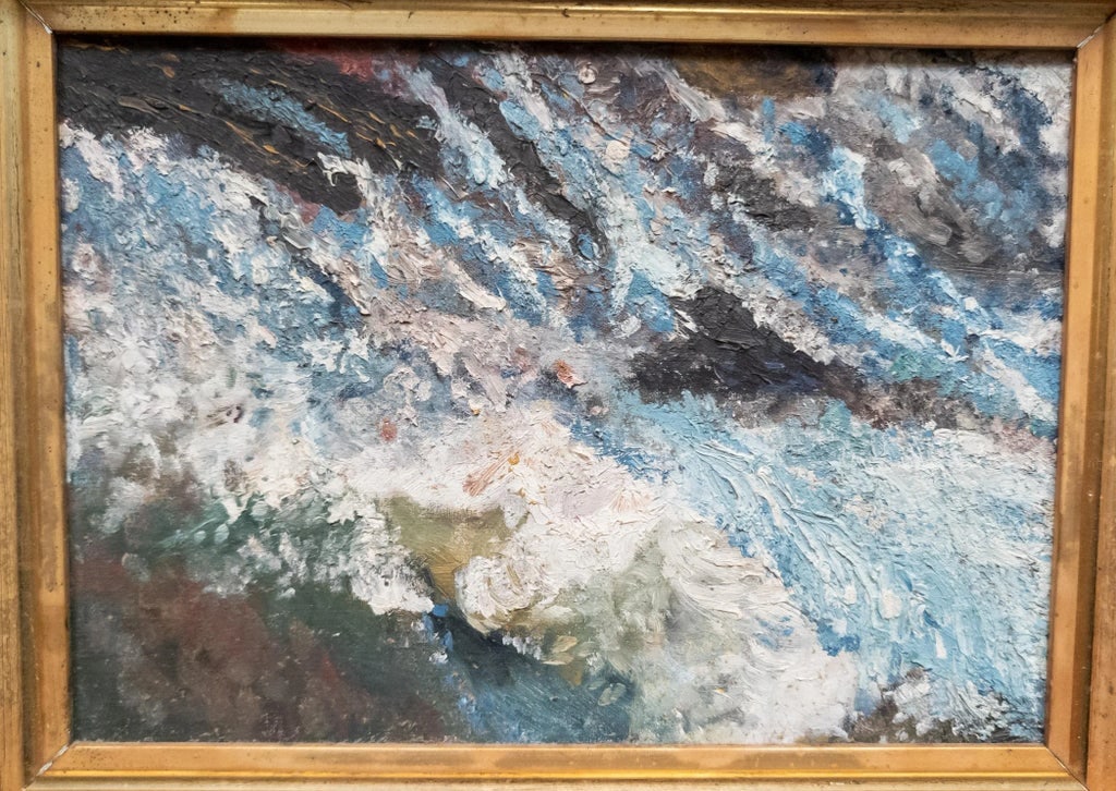 19th Century Abstract Impressionist Painting Study of Waves - 3