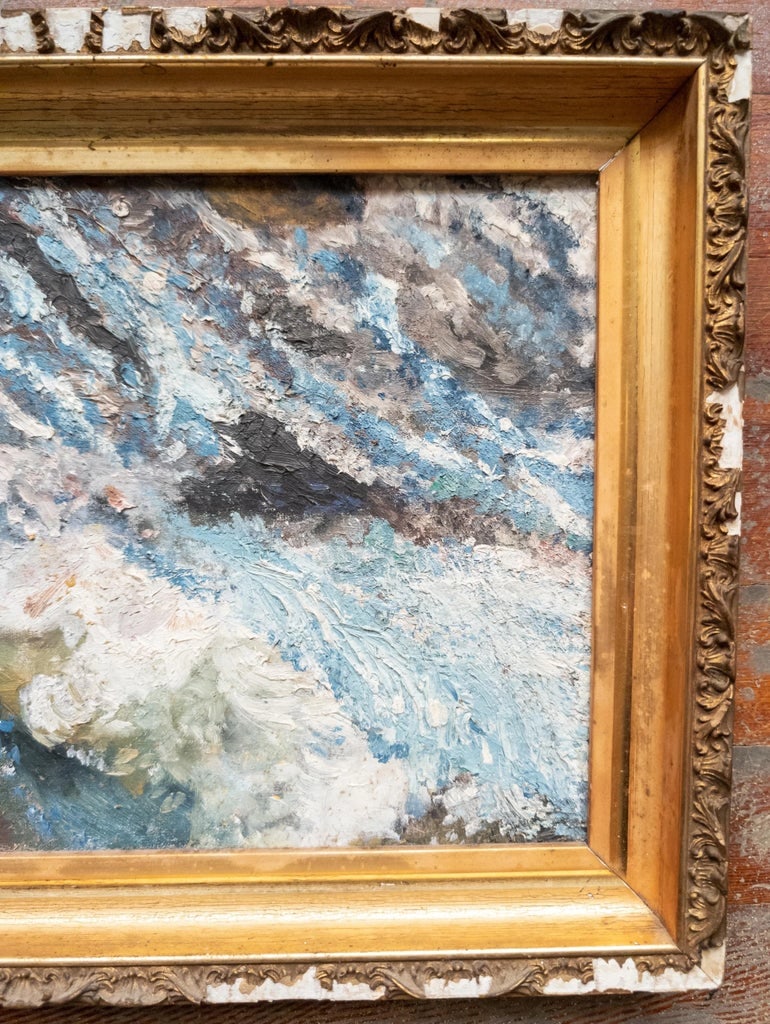 19th Century Abstract Impressionist Painting Study of Waves - 7