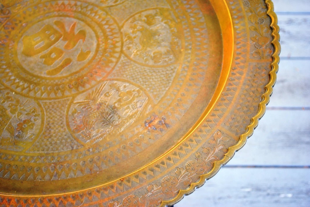 Mid Century Brass Tray Table With Asian Flare - 9