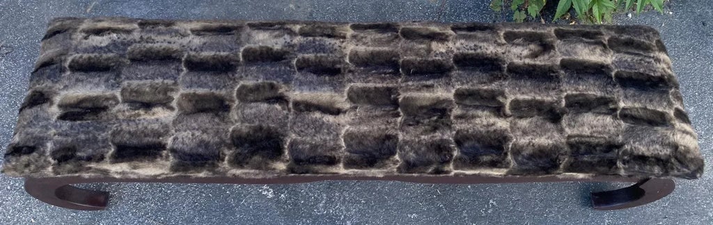 1950s Chinese Style Bench With New Faux Fur Upholstery - 3