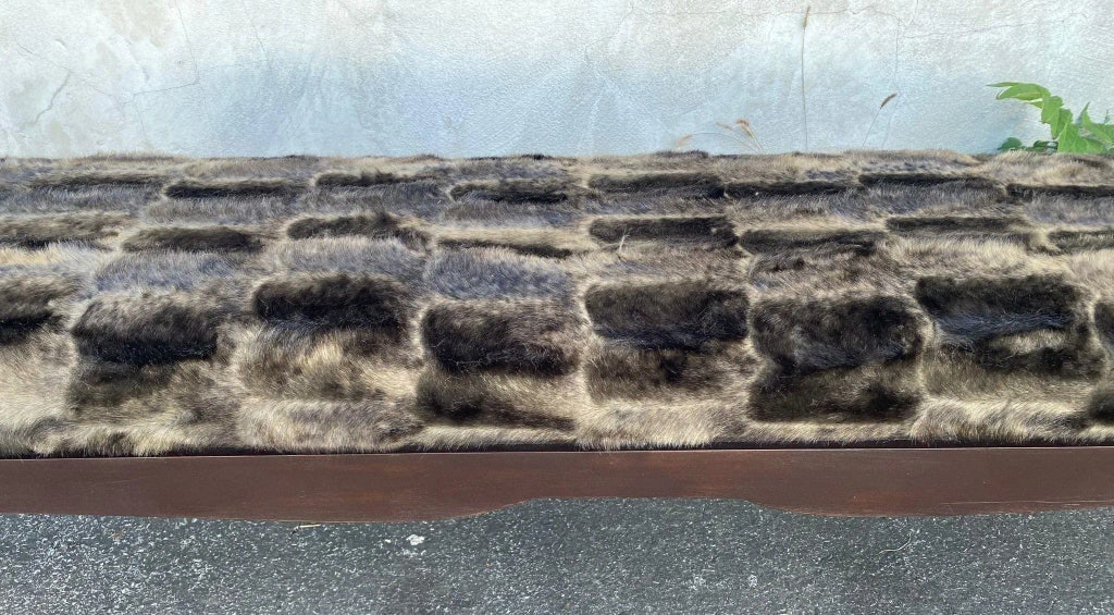 1950s Chinese Style Bench With New Faux Fur Upholstery - 7