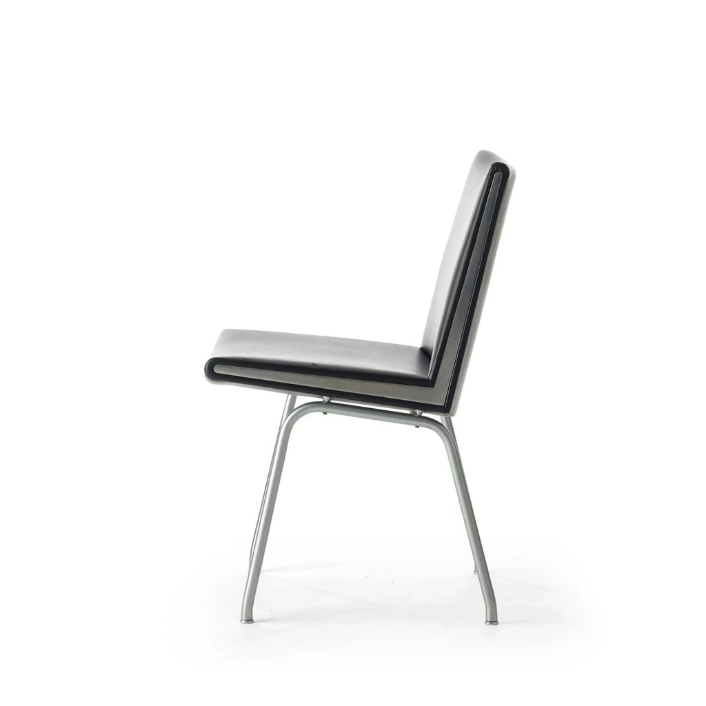 Mid-Century Modern Black Vinyl and Steel Kastrup Chairs by Hans Wegner Made by a.p. Stolen - a Pair - 4