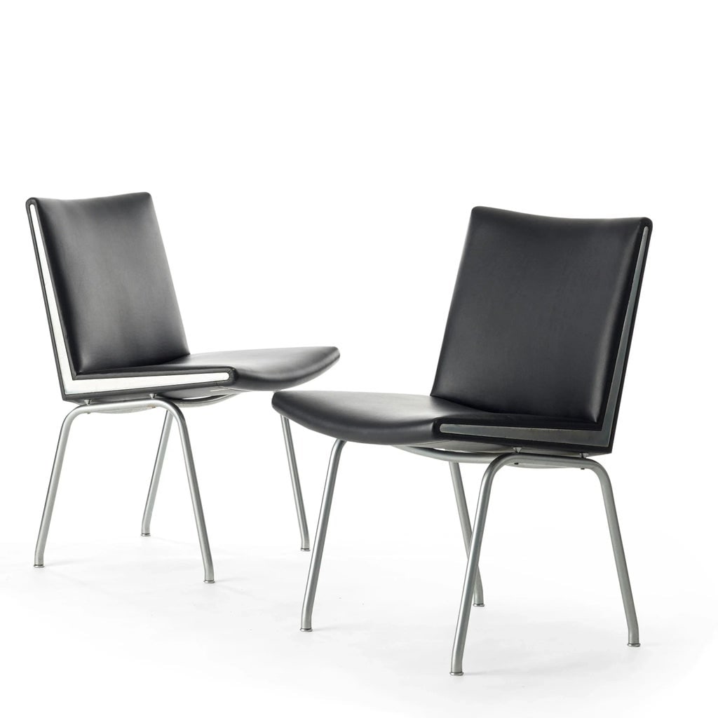 Mid-Century Modern Black Vinyl and Steel Kastrup Chairs by Hans Wegner Made by a.p. Stolen - a Pair - 7