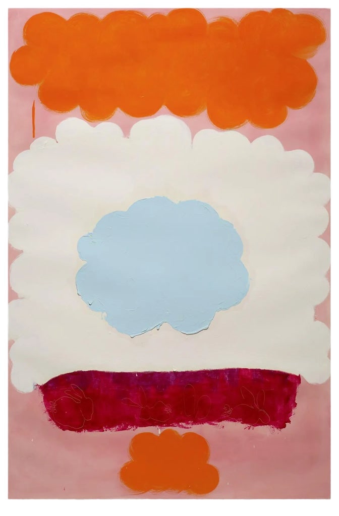Anya Spielman "Lapin", Painting: Oil on paper Edition: Unique, Unframed. Spielman uses oil paint on canvas, paper and panel in various sizes; she works on up to forty paintings at a time, moving between them as each begins to form,