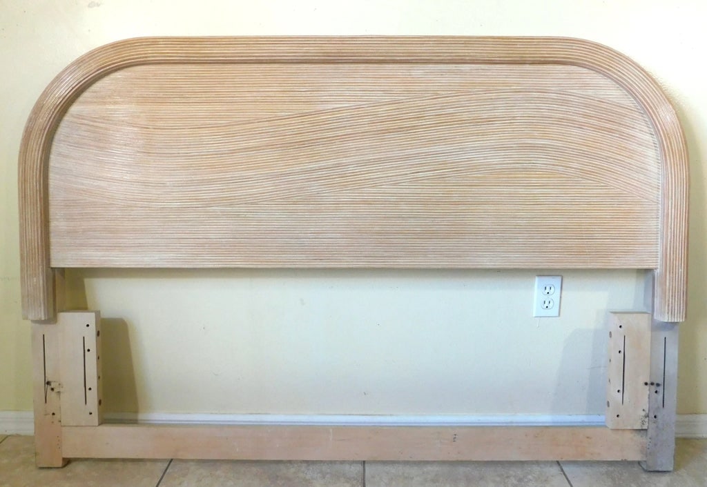 Late 20th Century Vintage Wave Pencil Reed Rattan Queen Size Headboard - 2