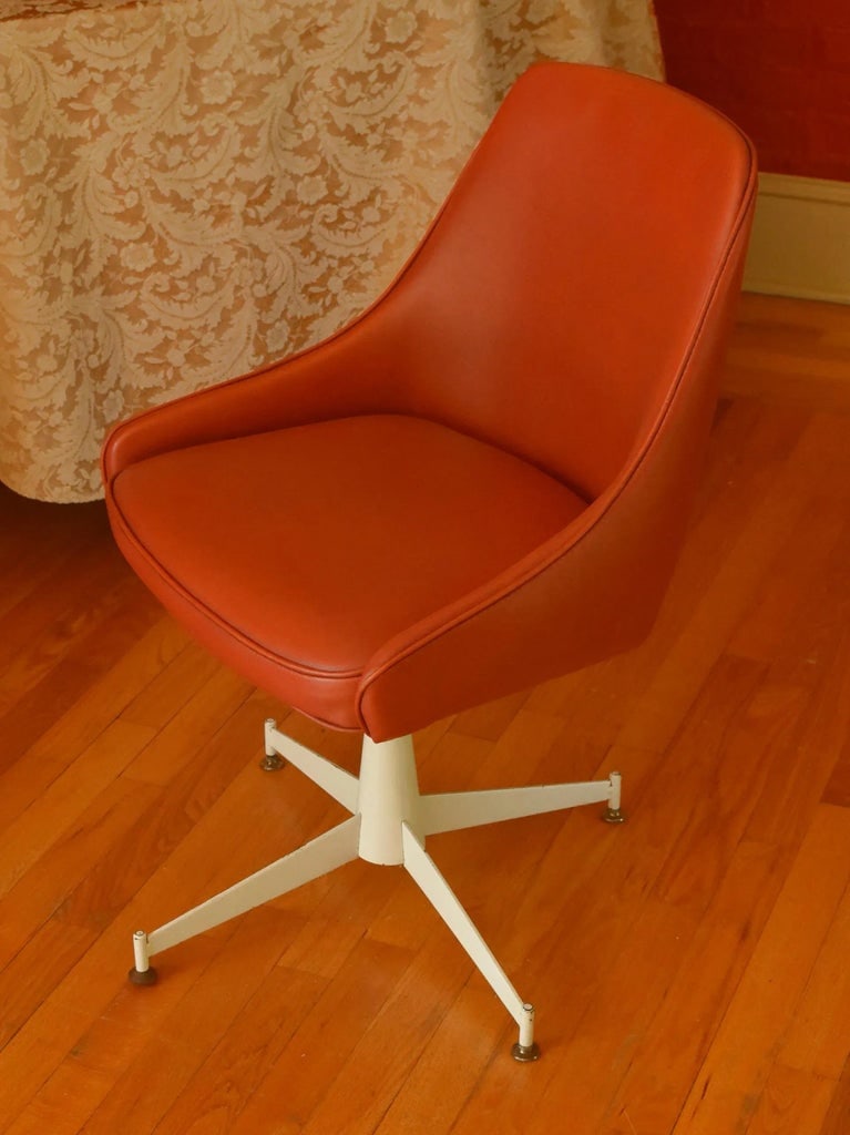 1970s Vintage Progressive Furniture Co. Red Vinyl Swivel Base Chairs- Set of 2 - 8