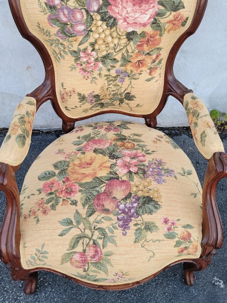 19th Century Victorian Walnut American Chair-Antique Living Room Armchair - 6