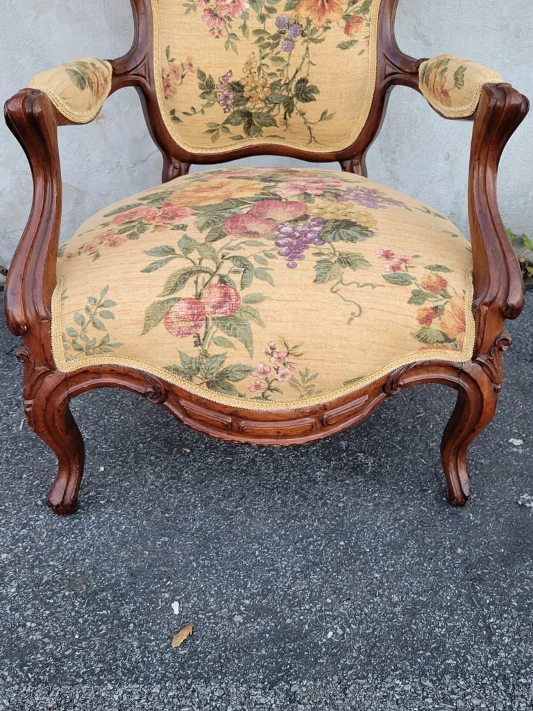 19th Century Victorian Walnut American Chair-Antique Living Room Armchair - 7