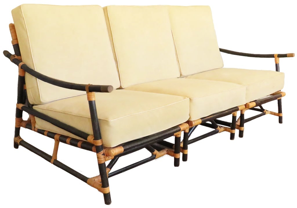 1950s Natural Bamboo / Rattan 3-Seat Sectional Sofa in the Style of John Wisner for Ficks Reed - 2