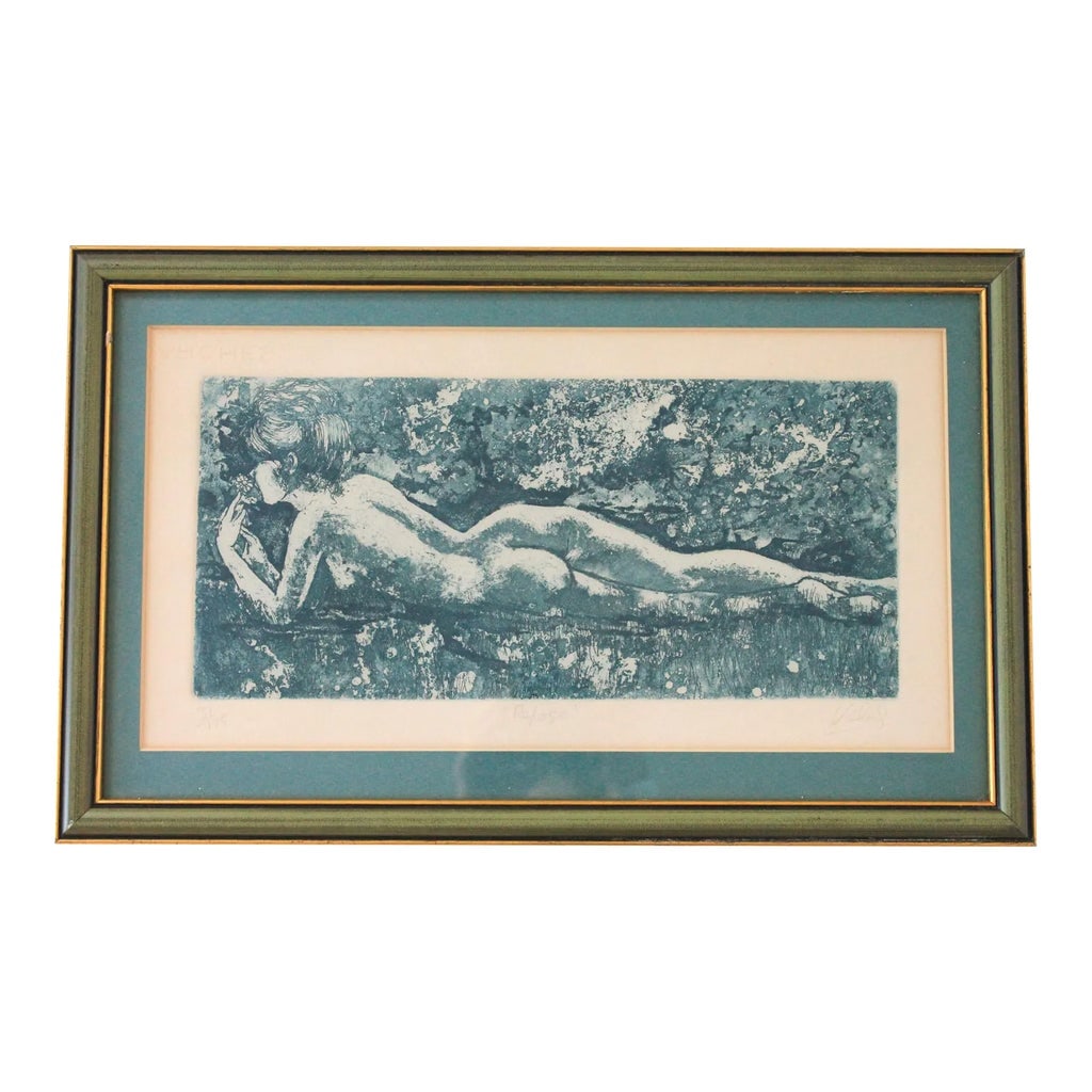 Mary Vickers "Repose" Signed and Numbered Nude Lithograph: Framed vintage nude lithograph "repose". Signed and number 37/175. Some age wear to framed. Pictured. Ready to hang. Condition: Alterations: Original Condition Unaltered Imperfections: Some Imperfecti