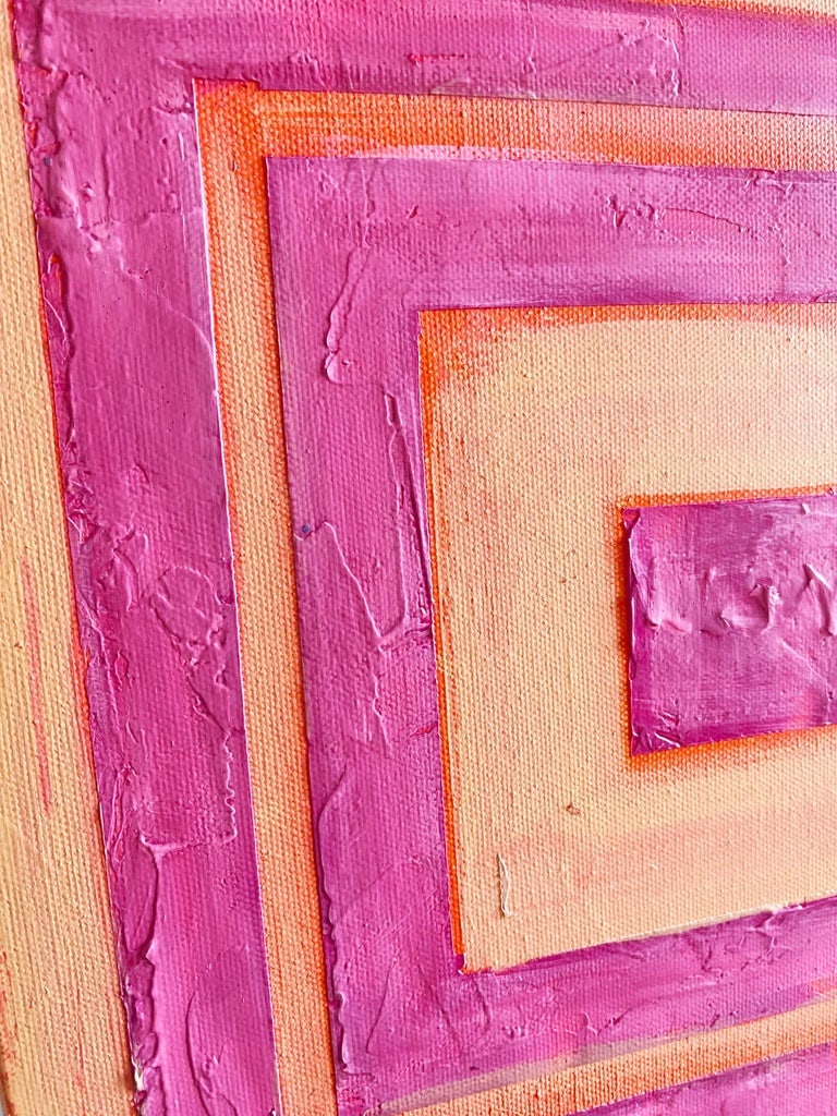 Original Box Painting on Canvas Pink and Orange Minimalist Artwork for Wall Decor Rady to Hang Small - 2