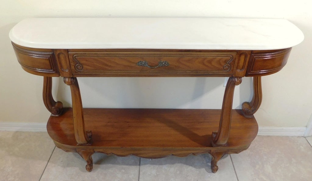 Vintage Mid-Century j.b. Van Sciver White Marble Top Solid Mahogany Wood Sideboard Buffet - 2