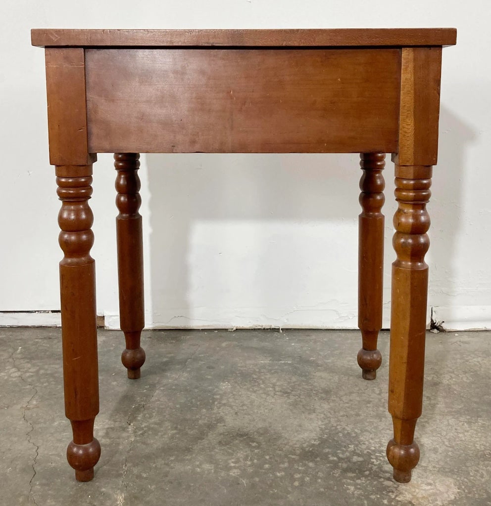 Antique Early American Turned Wood Single Drawer Side Table - 7