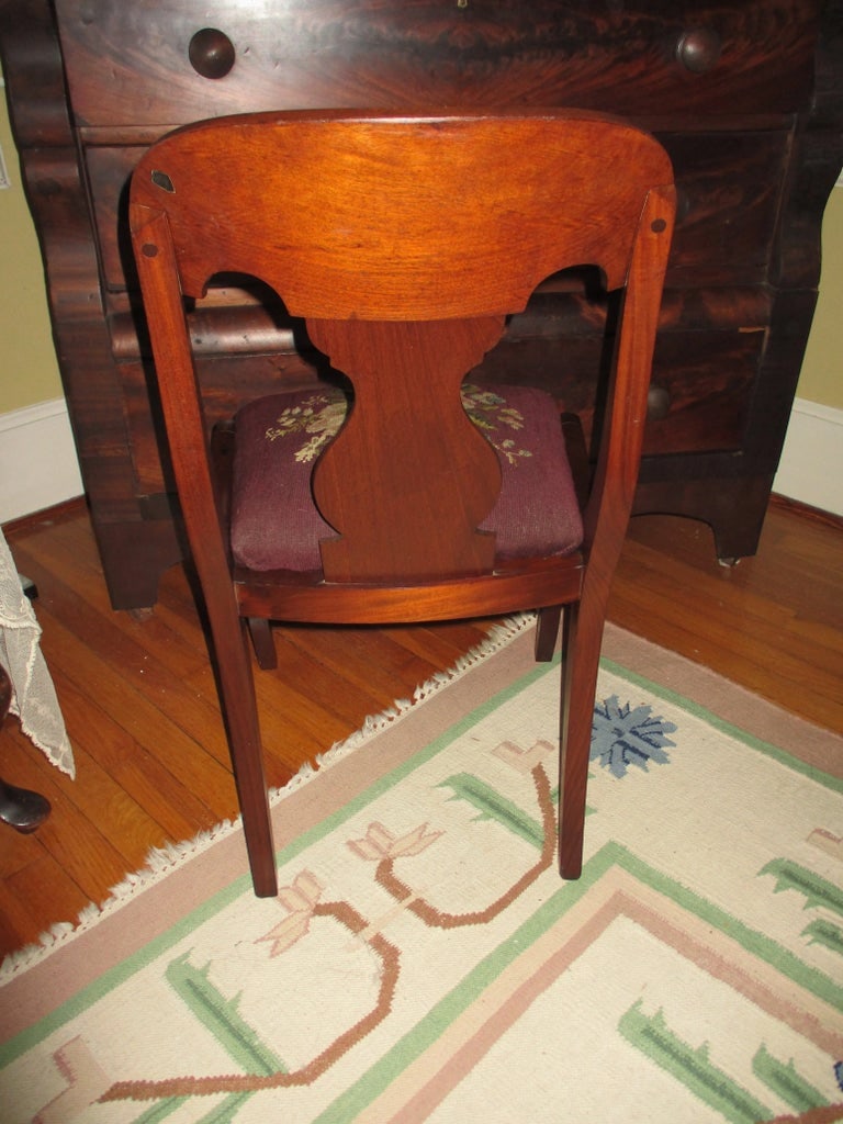 Mid 19th Century Antique Empire Flame Mahogany Accent Chair With Needlepoint Seat - 7