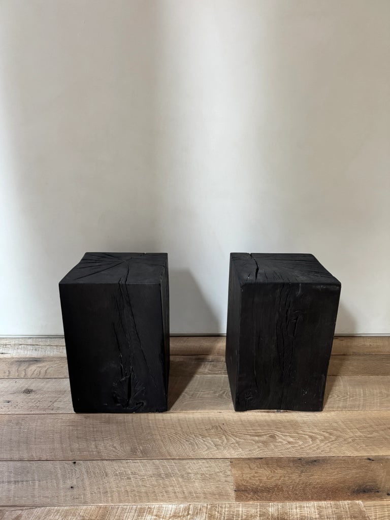 Burnt Oak Stool, a Pair - 2