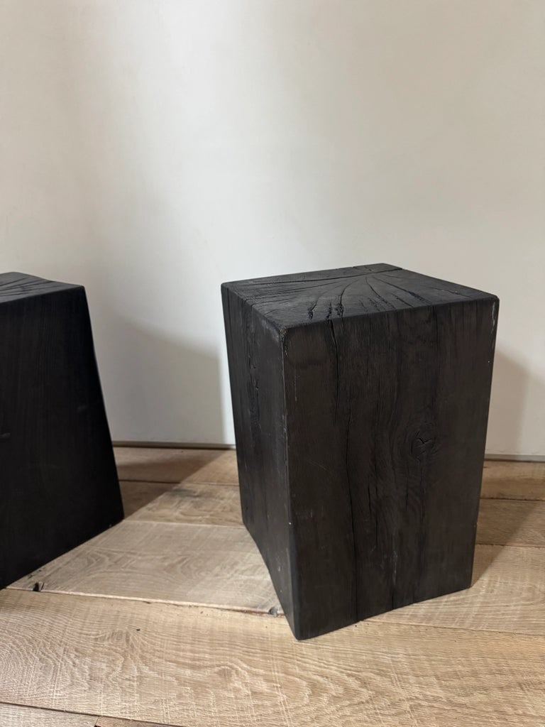 Burnt Oak Stool, a Pair - 7