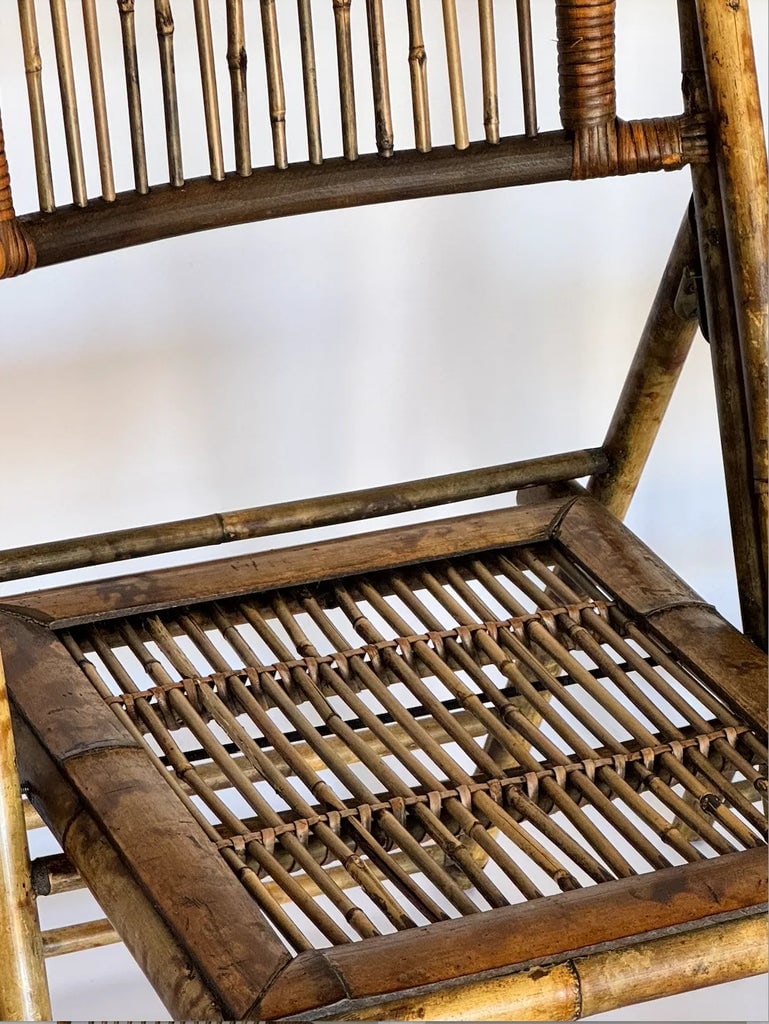 1900s Antique Folding Bamboo Chairs, Pair - 7