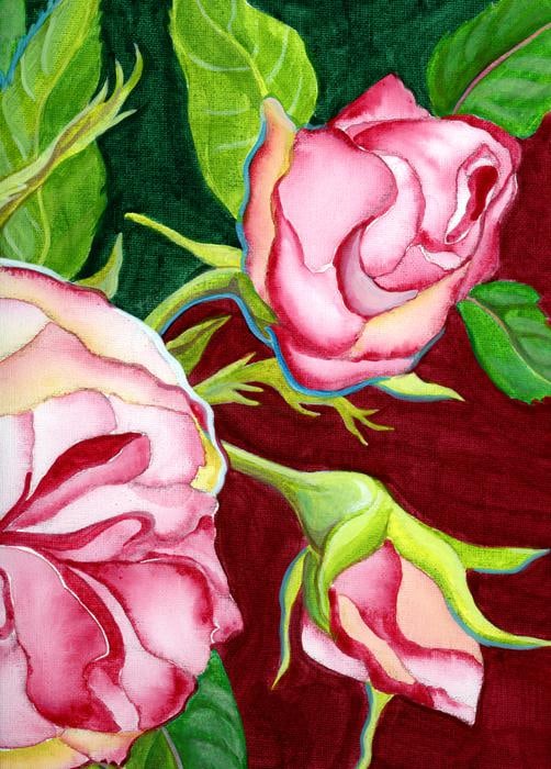 Original Framed Floral Painting by Kathleen Ney, "Opening Rose" - 2