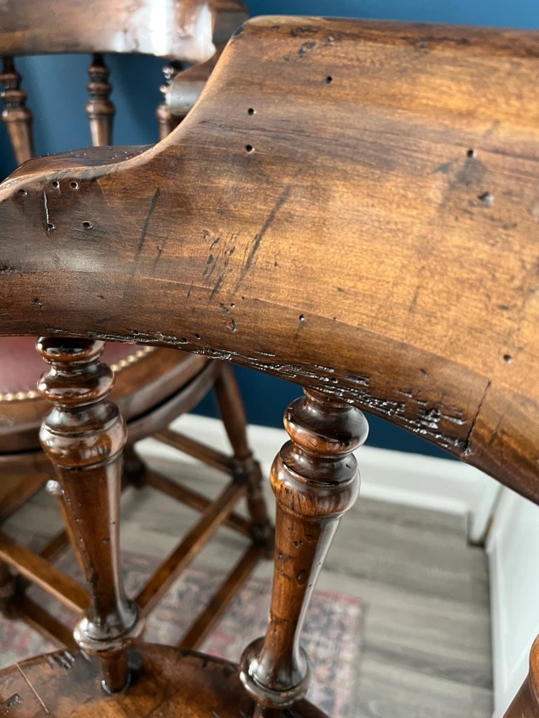 Pair of 1960's Leather and Wood Counter Stools - 12