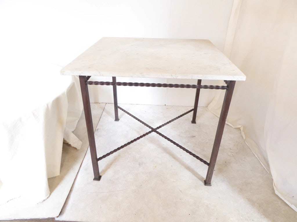 Late 20th Century Vintage Iron & Marble Table - 2