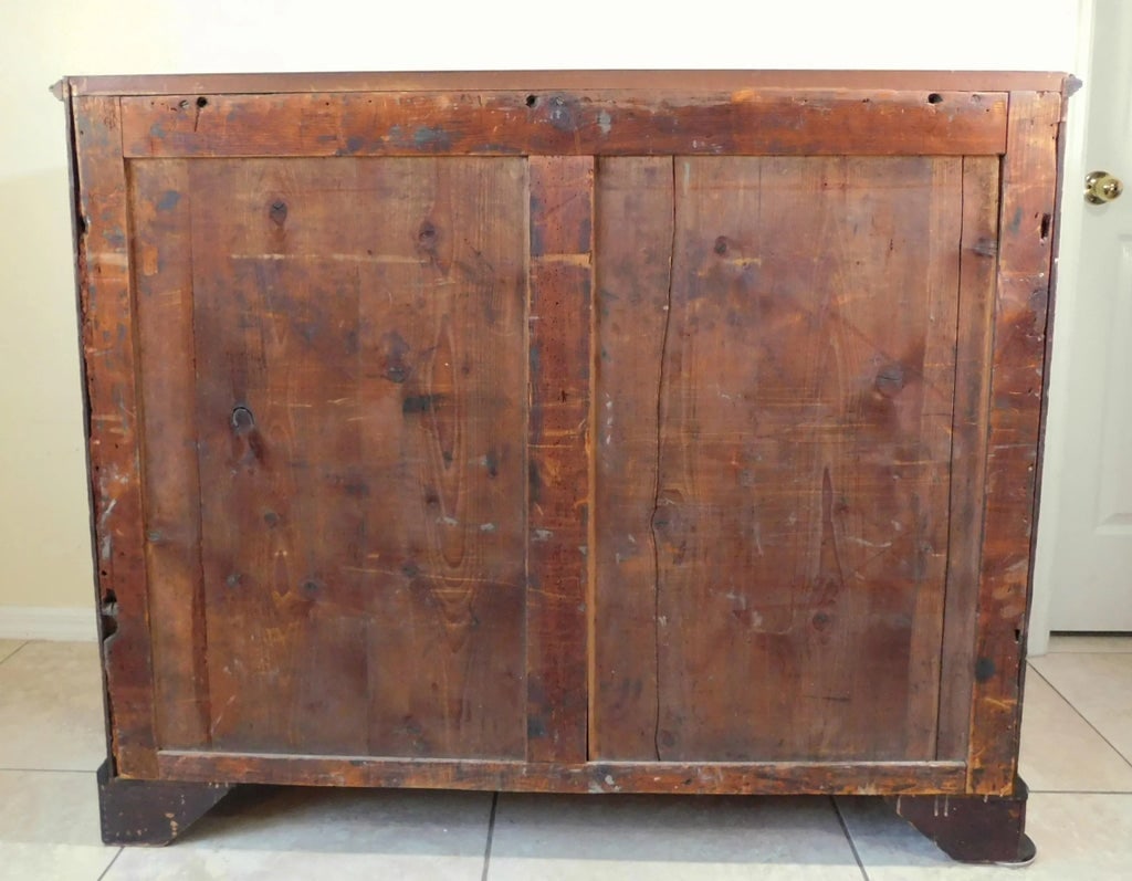 Antique 19th Century Solid Wood Inlaid Secretary Chest of Drawers - 7