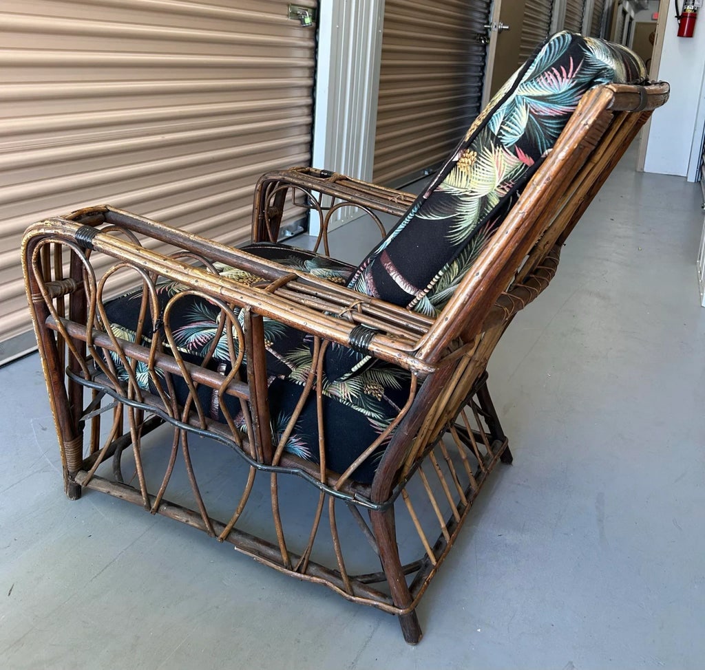 1930s Stick Reed Lounge Chair and Ottoman - 7