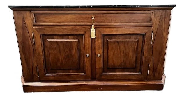 Mid 20th Century Mahogany Dining Room Credenza: We have had it in our dining rooms in two homes. We are downsizing and therefore need to sell. The credenza is a classical style that goes with almost any decor. It has a lovely black marble top.