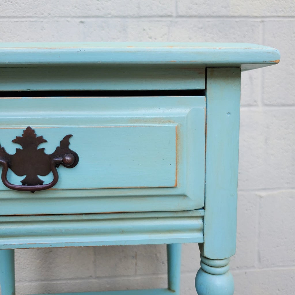 1950s Vintage Nightstand Painted Pale Blue - 11