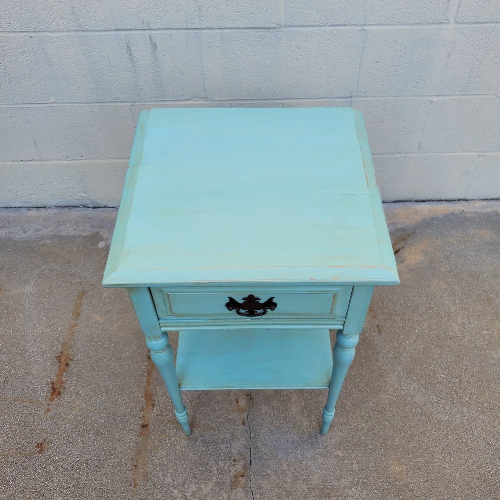 1950s Vintage Nightstand Painted Pale Blue - 2