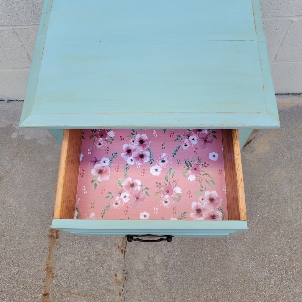 1950s Vintage Nightstand Painted Pale Blue - 7