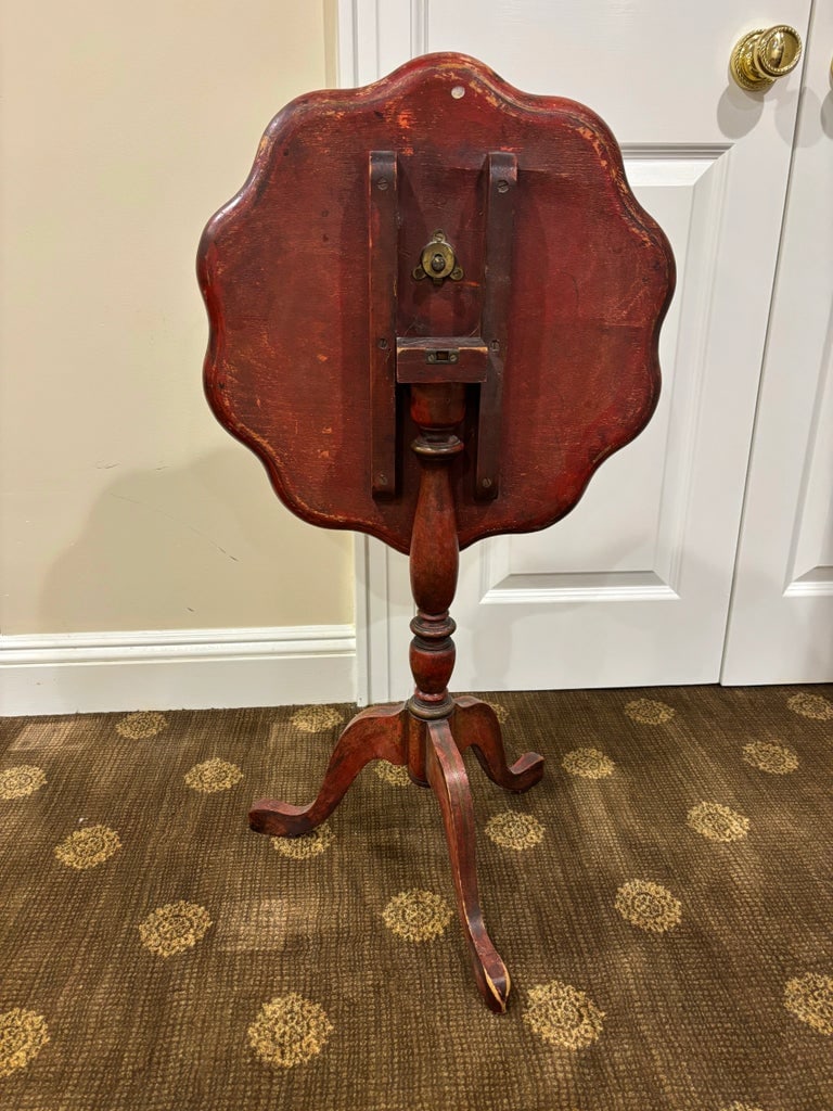 Late 20th Century Vintage Chinoiserie Red Pie Table - 4