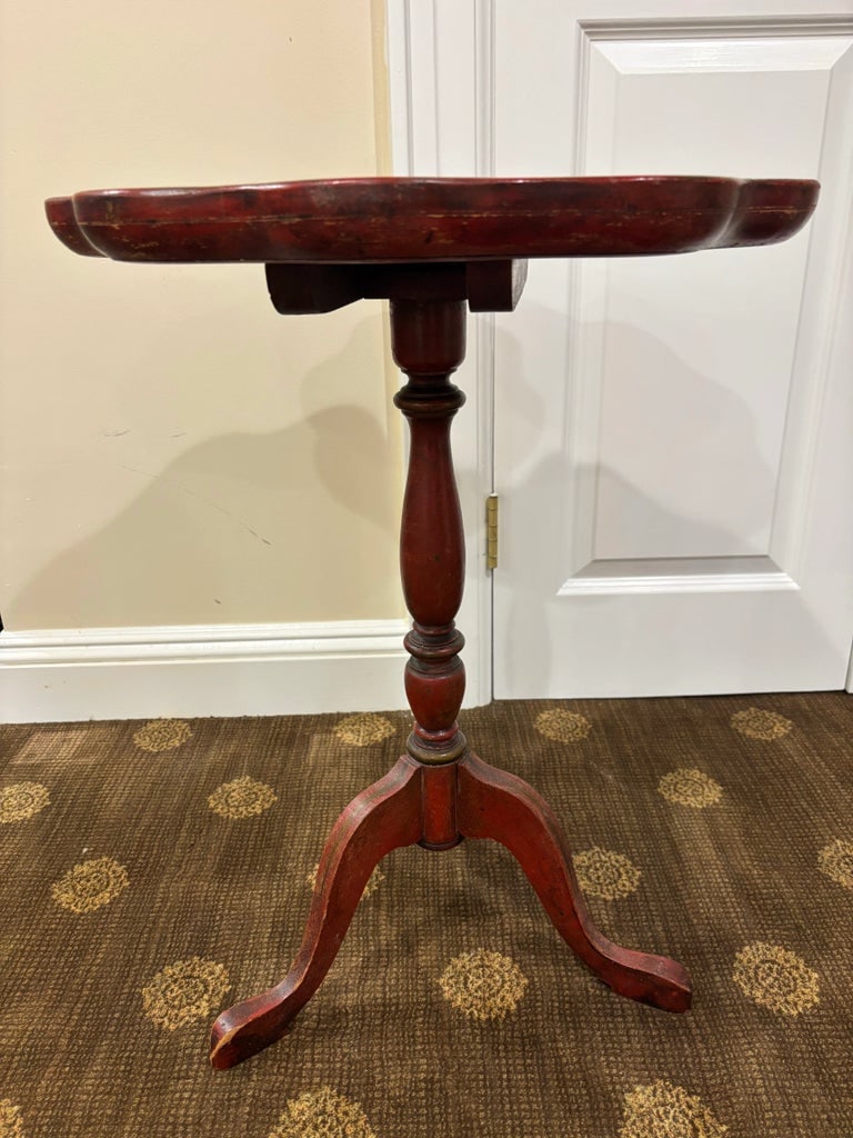 Late 20th Century Vintage Chinoiserie Red Pie Table - 8