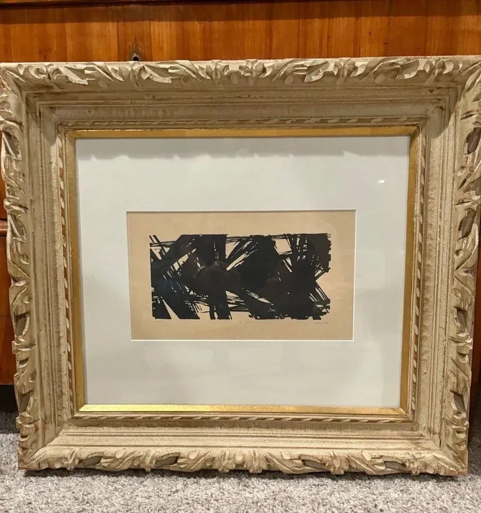 Mid-Century Black & White Abstract Painting by Artist Royden Card, 21.75" X 24.75" - 8