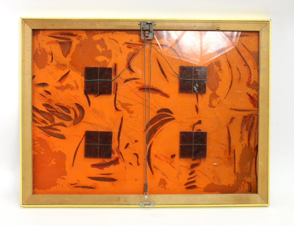 Mid 20th Century Vintage Mixed Media Postmodern Pastel Tone Painting Wall Sculpture #1, Framed - 10