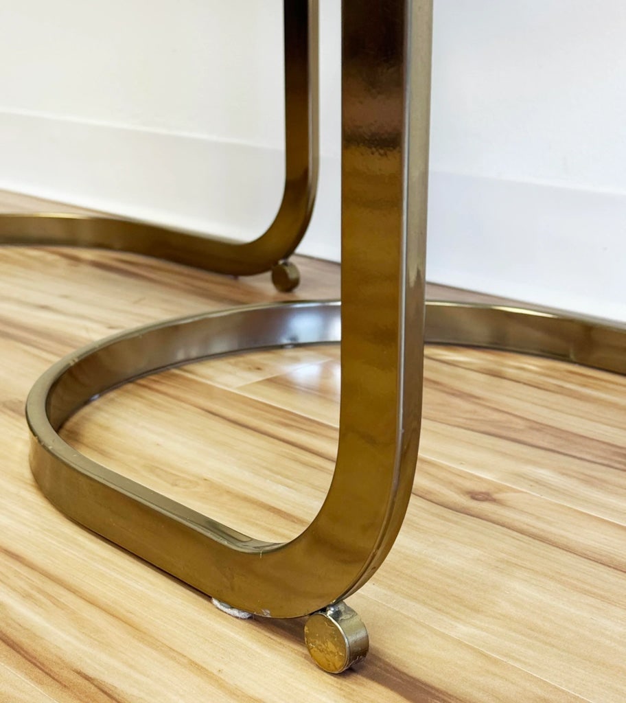 Vintage Brass Cantilever Bar Stools Attr to Milo Baughman, a Pair - 10