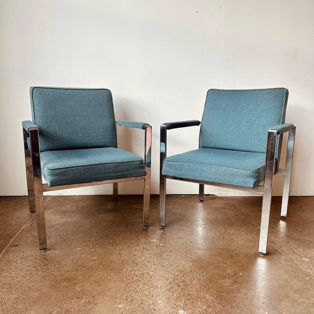 Harvey Probber Style Chrome Arm Chairs - A Pair - 6