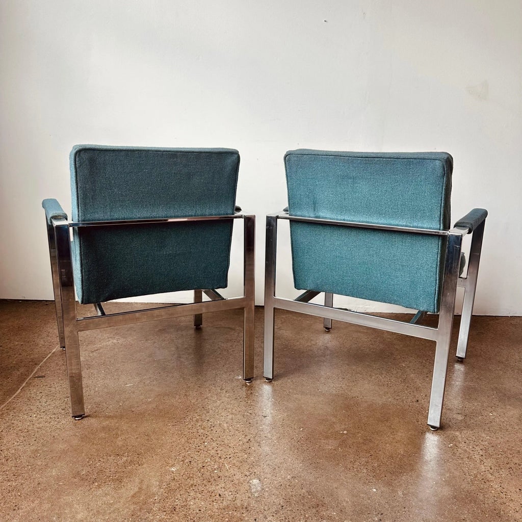 Harvey Probber Style Chrome Arm Chairs - A Pair - 8