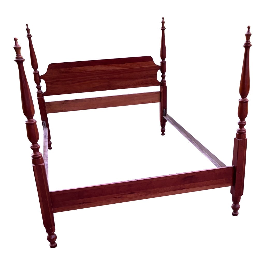 1960s Vintage Cherry Poster Bed: Cherry Four Poster Bed in a Full Size and comes in a Vintage Traditional Style. Condition: Alterations: Original Condition Unaltered Imperfections: Some Imperfections Condition Notes: Formal Used Wear