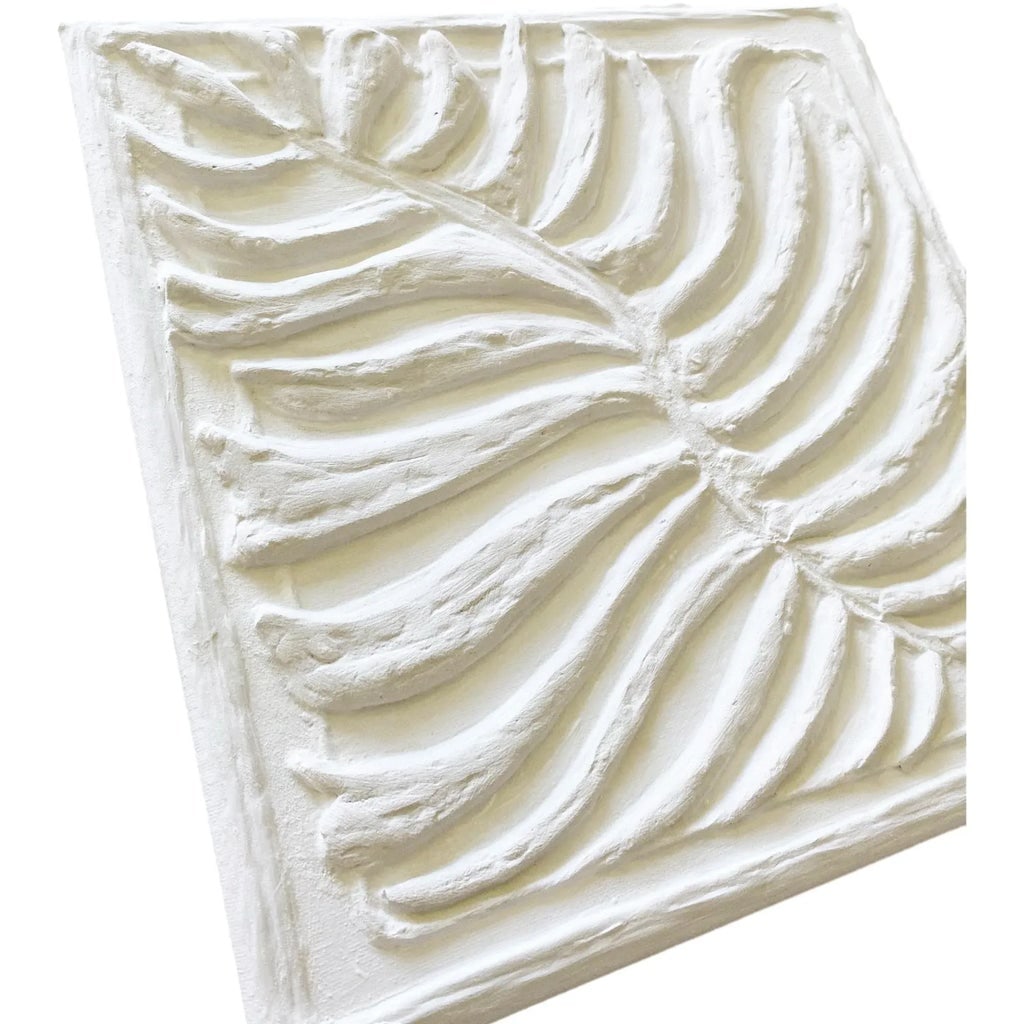 Textured Plaster Botanical Leaf Wall Art - Clay Bas Relief by Tatiana Duperault Wabi Sabi Japandi De - 2