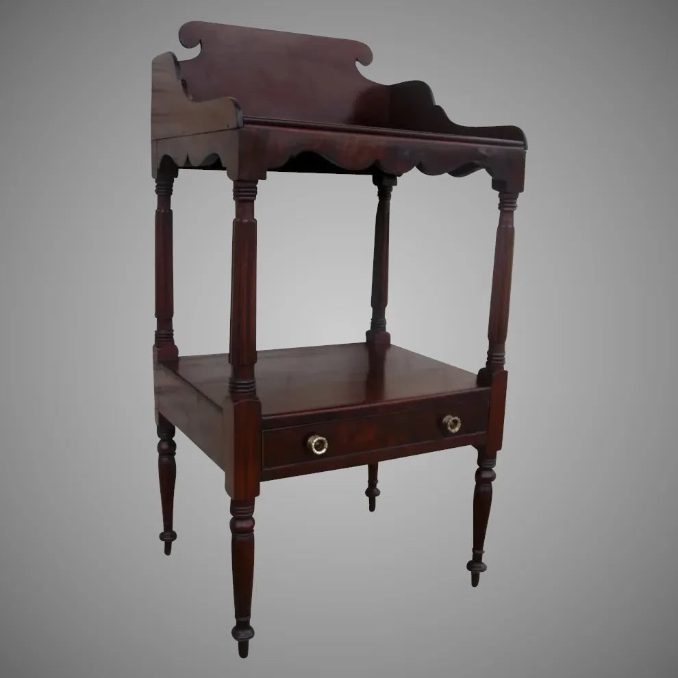 American Mahogany One Drawer Wash Stand Side Table - 10