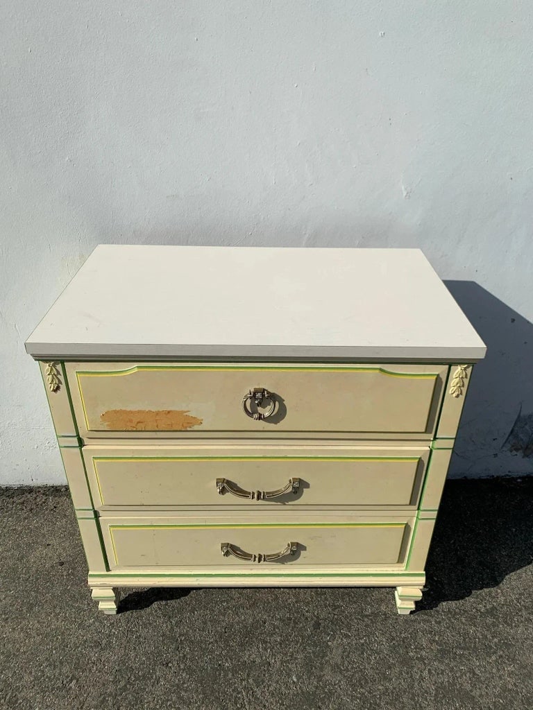 Vintage French Provincial Nightstand Wood Storage Chest Bedroom Table - 3