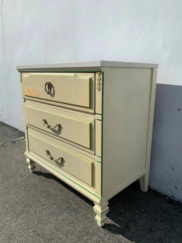Vintage French Provincial Nightstand Wood Storage Chest Bedroom Table - 4