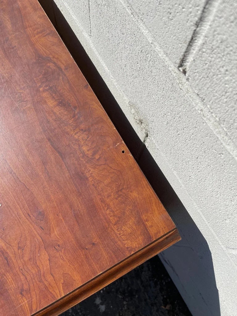 Vintage Console Media Cabinet Wood Entry Bench Mid Century Modern Storage - 2