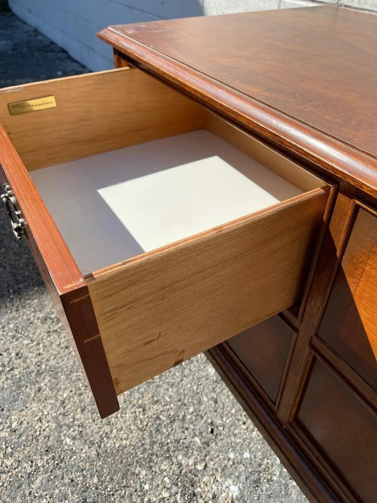 Vintage Console Media Cabinet Wood Entry Bench Mid Century Modern Storage - 9